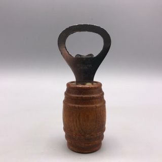 Vintage Wood Barrel Handle Beer Bottle Can Opener