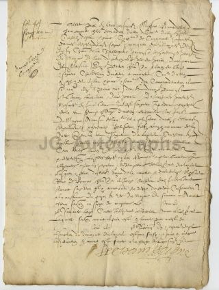 1600s French Antique Manuscript Document - 1603 Marquis De Villaymes - 7 Pages