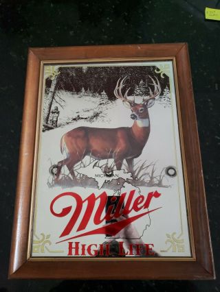 Miller High Life White Tailed Deer Mirror Sign First Edition Sportsman Series