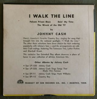 Johnny Cash,  Sun EP - 113,  I Walk The Line,  Folsom Prison Blues,  Doin ' My Time 2