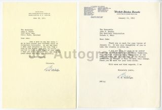 Senator James W.  Fulbright 2 Signed Letters To Sec Of Treasury Snyder