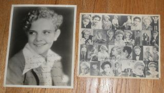 2 Vintage Photos Leon Janney Autograph 1931 Signed Spud In Our Gang