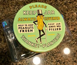 Vintage 1940 Planters Mr Peanut Leap Year Jar With Lid Counter Display