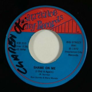 Ron Surrey & Mary Mundy " Shame On Me " 70s Soul Funk 45 Insurance City Mp3