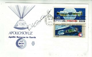 1975 Apollo Soyuz Postal Cover Cachet Signed By Astronaut Deke Slayton