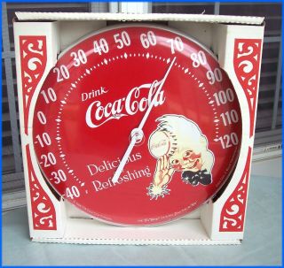 Vintage 1984 Coca Cola 12 " Thermometer Jumbo Dial By Tca Coke