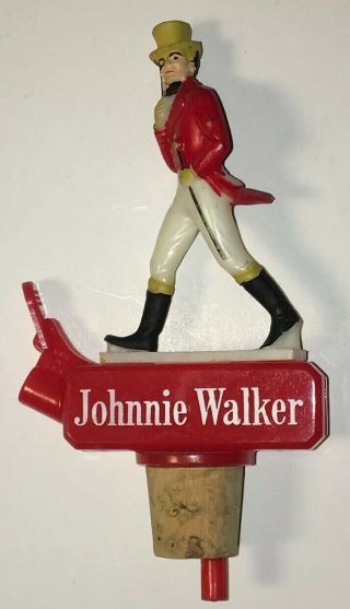 Vintage Johnnie Walker Advertising Whisky Bottle Cork Stopper W/ Pouring Spout