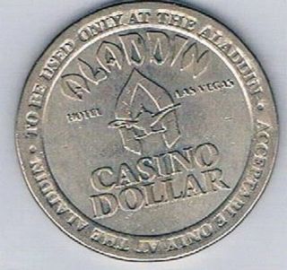 Aladdin Hotel Casino $1.  00 Gaming Token 1979 Las Vegas Nevada Mark Cm