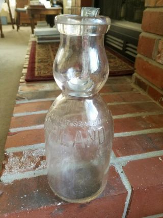Highland Dairy Farms Co St Louis Mo Cream Top Milk Bottle With Cream Top Spoon