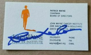Autographed Patrick Wayne Business Card W/coa Son Of John Wayne The Duke
