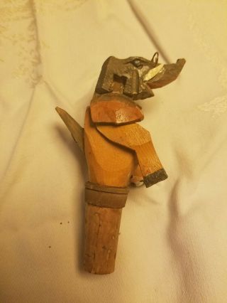 Vintage Hand Carved Animated Elephant Wine Cork