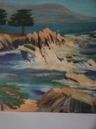 VINTAGE OIL PAINTING SEASCAPE OCEAN MAINE COAST Signed and Dated 1968 2