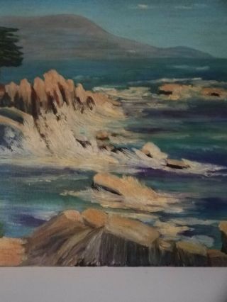 VINTAGE OIL PAINTING SEASCAPE OCEAN MAINE COAST Signed and Dated 1968 3