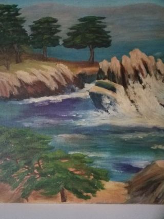 VINTAGE OIL PAINTING SEASCAPE OCEAN MAINE COAST Signed and Dated 1968 5