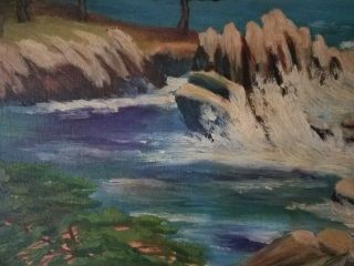 VINTAGE OIL PAINTING SEASCAPE OCEAN MAINE COAST Signed and Dated 1968 6