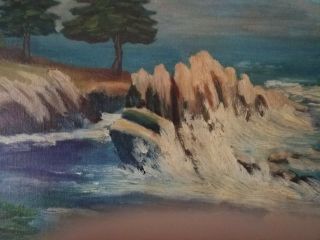 VINTAGE OIL PAINTING SEASCAPE OCEAN MAINE COAST Signed and Dated 1968 7
