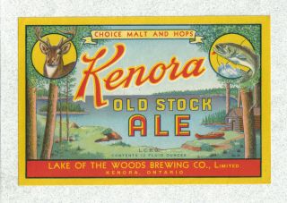 Beer Label - Canada - Kenora Old Stock Ale - Lake Of The Woods Brg.  Co - Ontario
