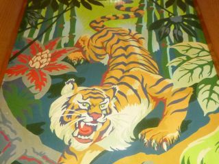 Vtg Paint By Number Painting Pbn Craftint 1956 Prowling Tiger Framed