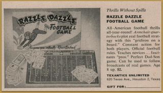 1955 Razzle Dazzle Football Game Texantics Limited Print Ad