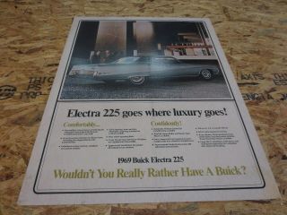 1969 Buick Electra 225 Nos Dealership Showroom Poster With Stats On The Back