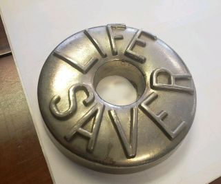 Vintage Metal Life Savers Candy Paperweight Figural Display Sign
