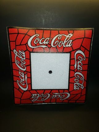 Vtg Coke Coca Cola Ceiling Light Glass Square Lamp Shade Pebble Finish Red 13.  5 "