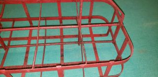 RARE RED Antique Metal Wire Motor Oil Bottle Carrier Crate MOBIL STATION 4