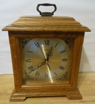 Sunbeam Vintage Westminster Chime Oak Wood Mantle Clock Quartz Model 882 - 497