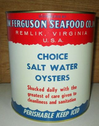VINTAGE CHOICE OF CHESAPEAKE BAY OYSTER GALLON TIN CAN - PACKER NJ 210 4