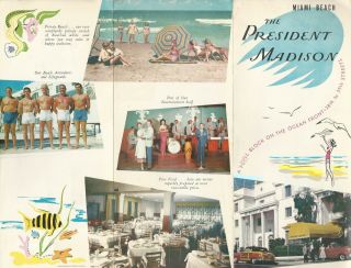 President Madison Hotel Miami Beach Florida Brochure Color Photos Circa 1950s