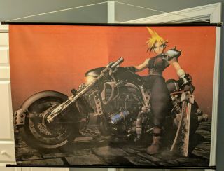 Ffvii Final Fantasy 7 Cloud Strife On Motorcycle With Hard Edge Sword,  Rare