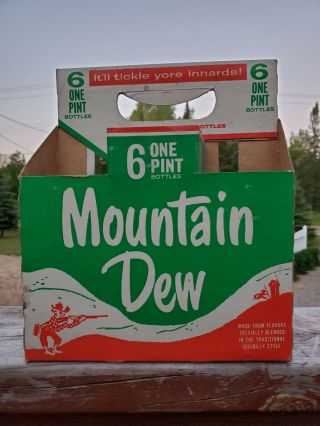 Vintage Mt Mountain Dew Hillbilly 6 Pack Soda Pop Carrier Rare Green 1960s