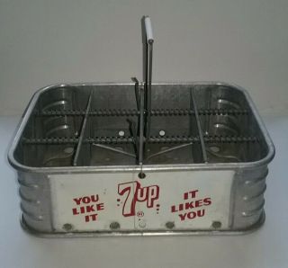 Old Seven Up 7up Carrier Metal Holds 12 Bottles You Like It It Likes You Stadium