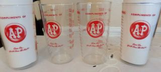 Vintage A&P Grocery Store Glasses Measuring Cup Tumblers 8 oz x 4 3