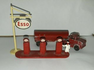 Vintage Lesney Esso Gas Station & Ford Gas Tanker