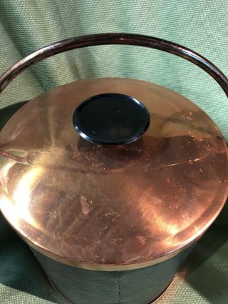 Vintage Copper Craft Guild Black Photo Leather And Copper Ice Bucket 2
