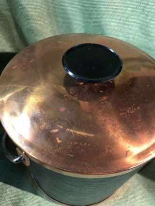 Vintage Copper Craft Guild Black Photo Leather And Copper Ice Bucket 3