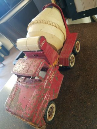 Vintage Red And White Tonka Truck Cement Mixer