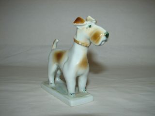 Vintage Collectible Zsolnay Porcelain Fox Terrier Dog Figurine Hungary