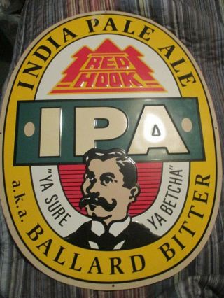 Vintage India Pale Ale A.  K.  A.  Ballard Bitter Oval Embossed Metal Sign Red Hook