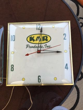 Vintage Kar Products Inc Clock Sign Electric Clock