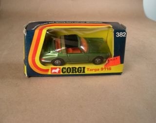 Vintage Corgi 382 Porsche Targa 911s Green & Black Roof