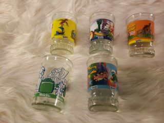5 Vintage Welchs Jelly Jars Curious George Dragon Tales And Tom And Jerry
