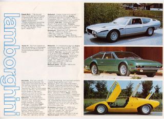 Lamborghini Countach/urraco/espada/jarama S Brochure Prospekt,  1973