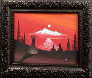 Listed Robert Redbird Sr.  Native American Camp At Sunset Painting