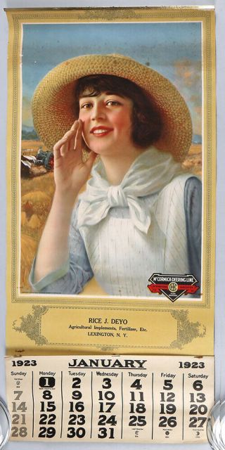 1923 Antique 12 - Month Mccormick - Deering Advertising Calendar Rare Nos