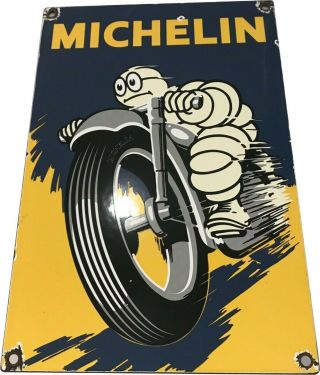 Porcelain Michelin Enamel Sign Size 8 " X 12 " Inches