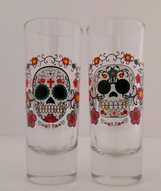 Sugar Skull Shot Glasses Dia De Los Muertos Day Of The Dead