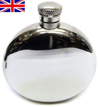 Hand Made Sheffield Pewter Hip Flask,  6oz Round With Engraving
