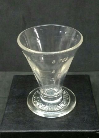 Vintage 1900s C.  H.  Skinner Windsor,  Vt Pharmacist/druggist Dose Glass 2 Tbsp